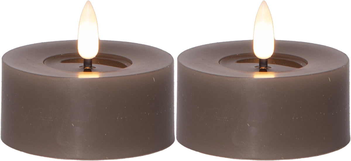 Flamme Flow isot LED tuikut 7 cm 2-pack ruskea tai beige